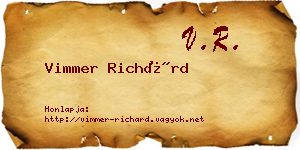 Vimmer Richárd névjegykártya